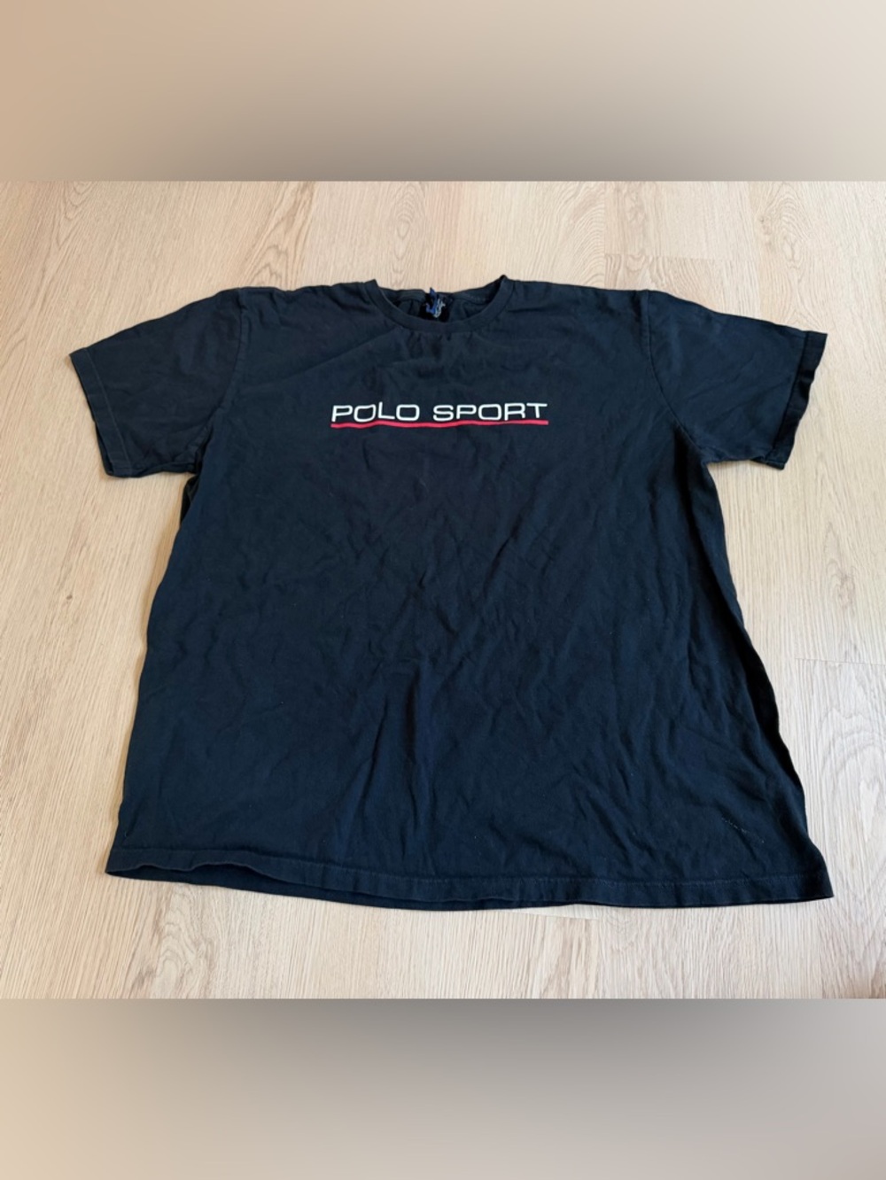 Polo Sport Ralph Lauren Logo Spell Out T Shirt Size L Black